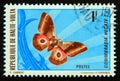 Postage stamp Upper Volta, 1971. African Emperor Moth Gonimbrasia hecate butterfly