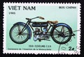 Postage stamp Vietnam, 1985, 1918 Cleveland USA motorcycle