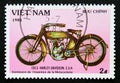 Postage stamp Vietnam, 1985, 1913 Harley Davidson USA motorcycle