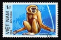 Postage stamp Vietnam, 1984. Lar Gibbon Hylobates lar monkey