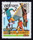 Postage stamp Vietnam 1984, Olympic games volleyball players