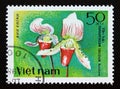 Postage stamp Vietnam, 1979. Paphiopedilum callosum orchid flower Royalty Free Stock Photo