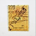 Postage stamp vintage. Philately collecting and studying of marks of postage of stamps, history and development of postal