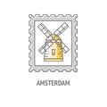 A Postage Stamp with a Windmill