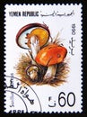 Postage stamp Yemen 1991. Suillus luteus slippery jack mushroom