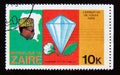 Postage stamp Zaire, 1979. Diamond, cotton and tobacco