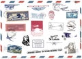 Postage stamps and airmail labels about Charles Lindbergh Royalty Free Stock Photo