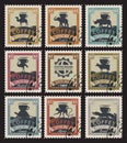 Postage stamps with coffee beans