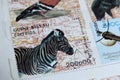 Postage stamps, Guine-Bissau wild animals, Zebra