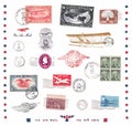 Postage stamps and labels from US