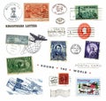Postage stamps and labels from US