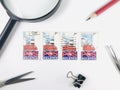 Postage stamps of Malaysia. 1992 Launch of POS Malaysia. Royalty Free Stock Photo