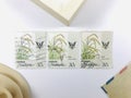 Postage stamps of Malaysia. Sabah, rice. Royalty Free Stock Photo