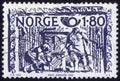 Stamp printed in the Norge. Stamp printed by Norge.
