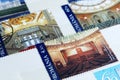 Postage stamps, Parliament Palace Bucharest indoor Royalty Free Stock Photo