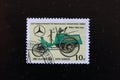 Postage stamps of the Republic of Korea. Released to the 60th anniversary of Mercedes-Benz 1926-1986. Benz-Velo, 1894