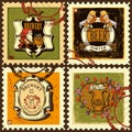 Postage stamps set for beer theme.