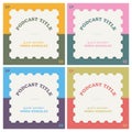 Postage stamps style podcast cover art templates bundle of four