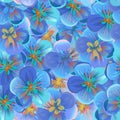 Bright blue flowers close-up. Background. Seamless.