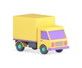 Postal delivery yellow truck courier service heavy goods freight transportation 3d icon vector