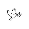 Postal dove, pigeon, vector