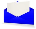 Postal envelope blank template blue for presentation layouts and design. 3D rendering Royalty Free Stock Photo