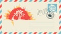 Postal envelope with illustration on travel theme