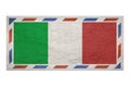 Postal envelope. Envelope with the image flag of Italy. Italian flag. Crumpled envelope with a flag without a postmark. Copy space Royalty Free Stock Photo