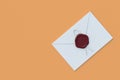 Postal envelope with wax seal stamp. Confidential mail concept