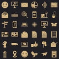 Postal icons set, simple style