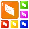 Postal letter icons set vector color