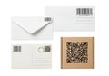 Postal mail and qr code data tracking modern logistics and digital communication concepts Royalty Free Stock Photo