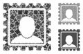 Postal mark Mosaic Icon of Uneven Elements