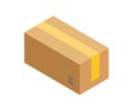 Postal rectangle cardboard box delivery order minimalist isometric 3d icon vector illustration