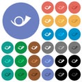 Postal round horn solid round flat multi colored icons