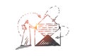 Postal service, correspondence concept sketch. Hand drawn isolated vector