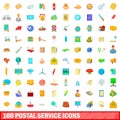 100 postal service icons set, cartoon style Royalty Free Stock Photo