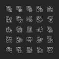 Postal services chalk white icons set on black background Royalty Free Stock Photo