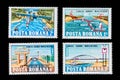 Bucharest Romania 1985 Postage stamp with the reproduction of the DanubeÃ¢â¬âBlack Sea Canal