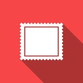 Postal stamp icon isolated with long shadow. Royalty Free Stock Photo