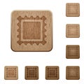 Postal stamp wooden buttons Royalty Free Stock Photo