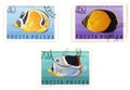 Postal stamps - set with fish