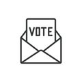 Postal voting icon in line design. Postal, voting, mail, ballot, election, absentee, envelope on white background vector Royalty Free Stock Photo
