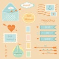 Postal wedding set vector elements vector