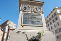 The postament of the monument to the Giordano Bruno at Campo di Fiore square in Rome, Italy