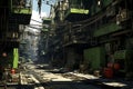 Postapocalyptic green street. Generate Ai