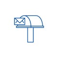 Postbox,email delivery line icon concept. Postbox,email delivery flat vector symbol, sign, outline illustration.