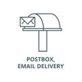 Postbox,email delivery vector line icon, linear concept, outline sign, symbol