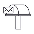 Postbox,email delivery vector line icon, sign, illustration on background, editable strokes