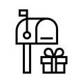 Postbox with Gift box vector illustration, line style icon